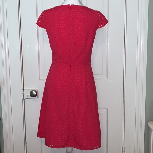 J.CREW HOT PINK A-LINE DRESS WITH LASER CUT FLORAL DESIGN - Picture 4 of 8